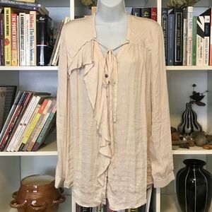 Allsaints Spitalfields Flowy Cream Button-Up